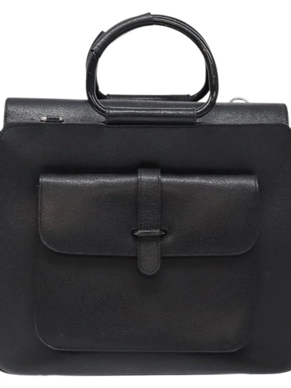GUCCI Hand Bag Leather Black Silver 000 2058 0307 5 Auth